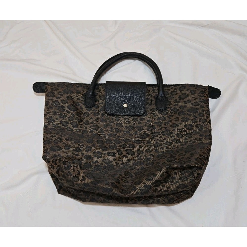Chico's Leopard Print Tote Bag Animal Print Satchel Travel Work Handbag